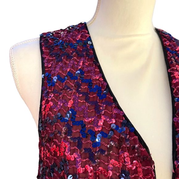 HARRY STYLES COSTUME Jack Bryan Sequin Beaded Suit Jacket Vest Size Pink/Maroon - Picture 3 of 9